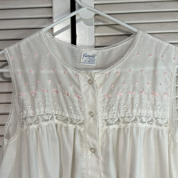 Carole Summer Nightgown White Pink Flowers Women’s Large - Picture 3 of 4